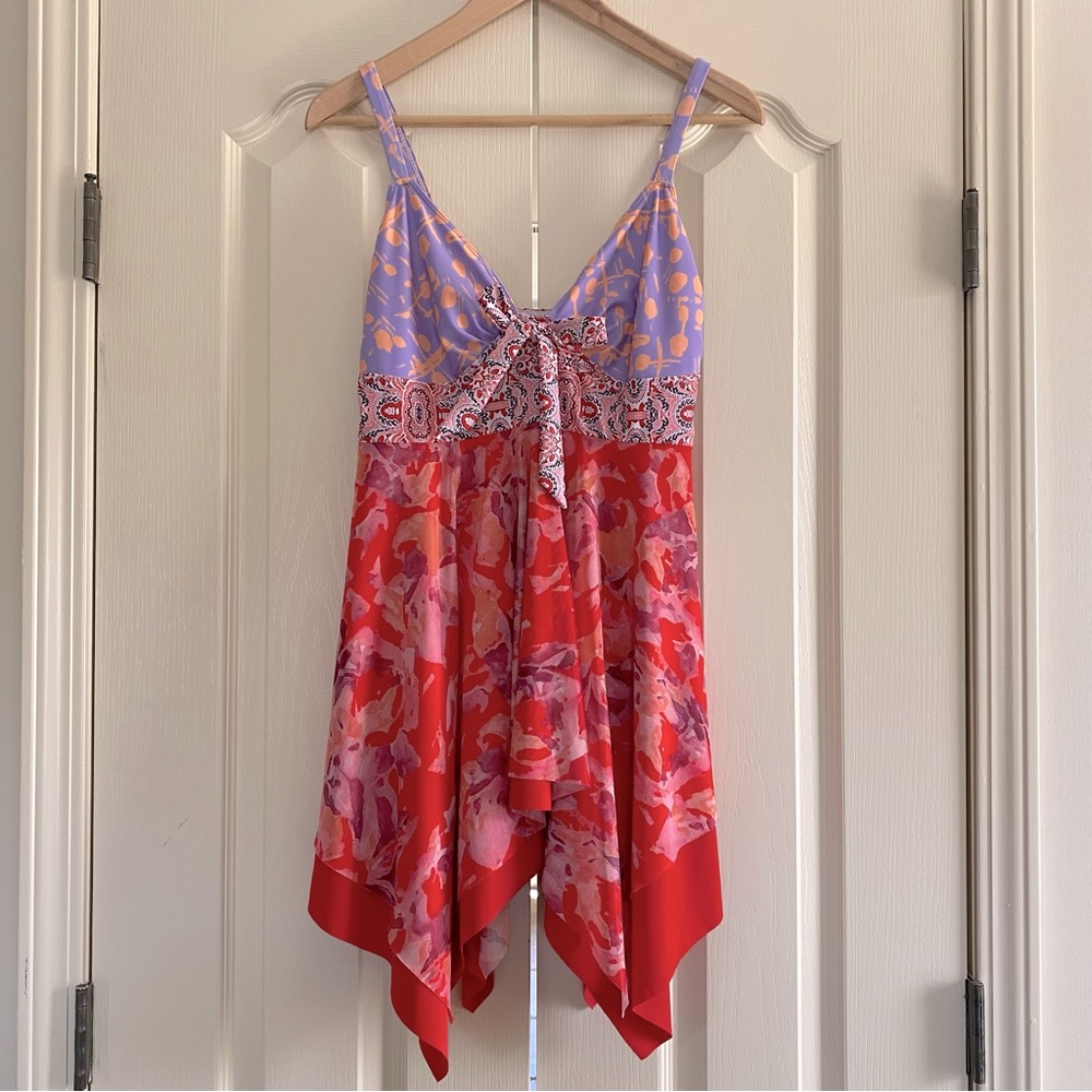 Retro Handkerchief Multi Pattern Swim Dress